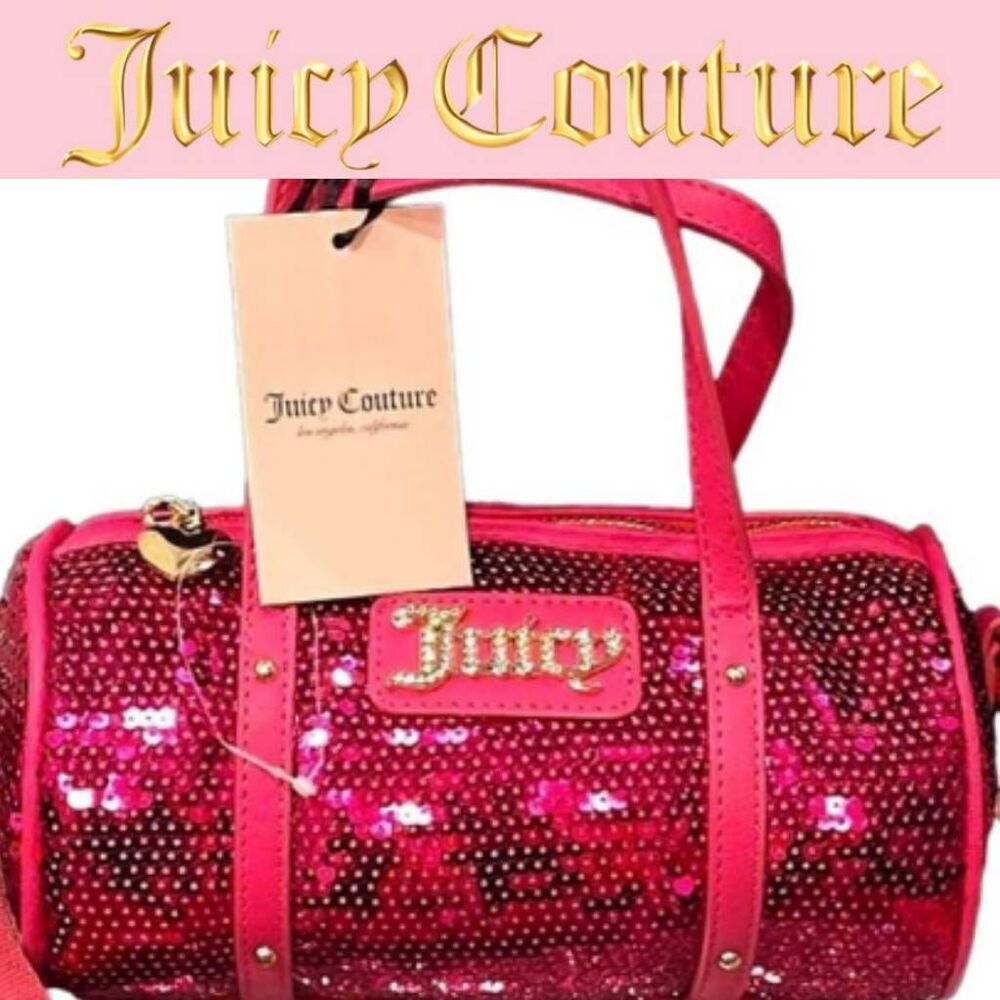 Juicy Couture Queen Of Everything Mini Barrel Bag- Juicy Pink Sequins